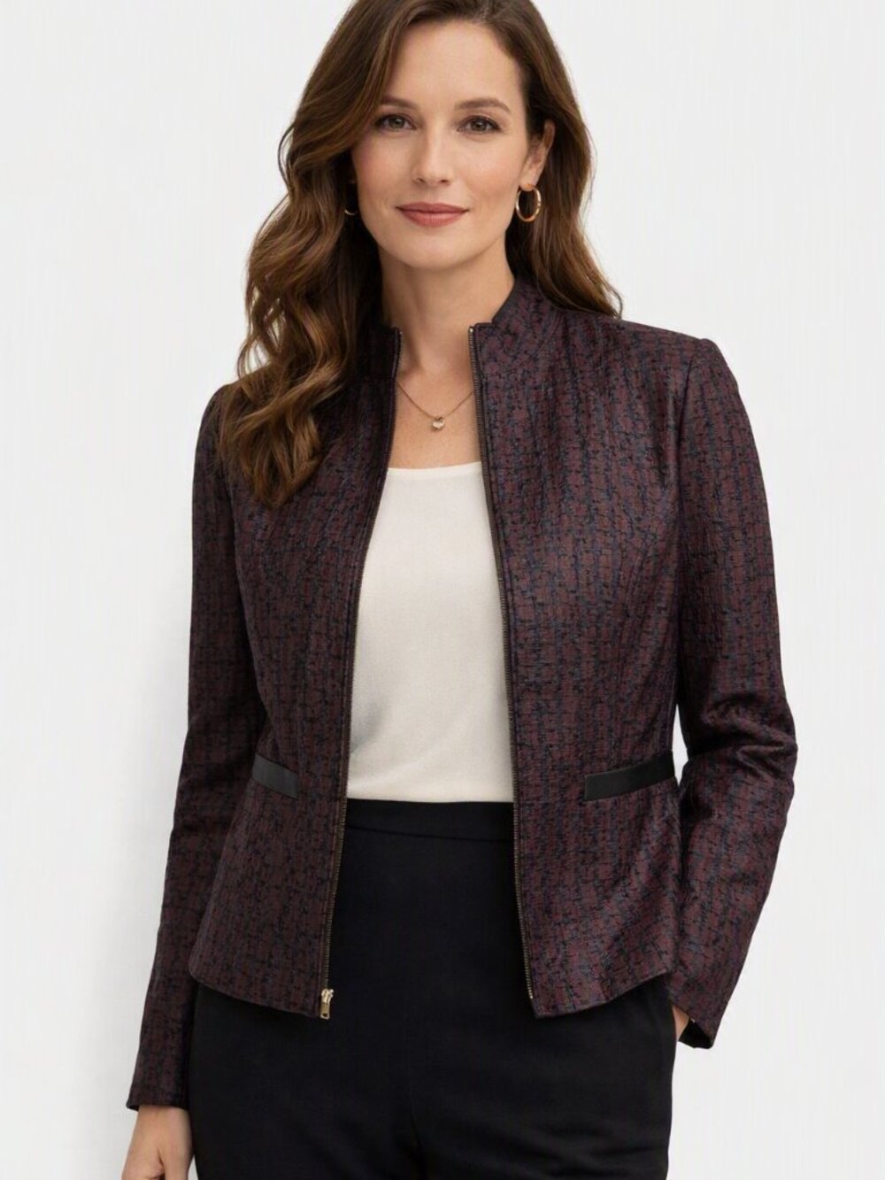 Due Per Due Women's Jacket in Deep Burgundy/Black Large